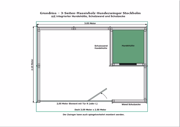 Grundriss Stockholm – 3 Seiten mit Hundehütte Grundriss Stockholm 3 Seiten mit Hundehütte